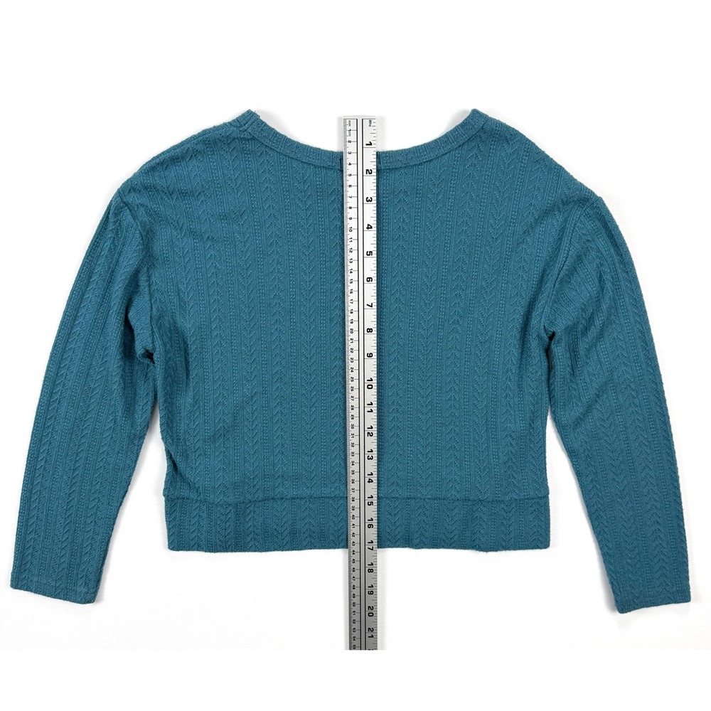 Tommy Bahama Womens 8 Teal Pointelle Knit Lace Up Side Pullover Sweater #1912 - Picture 7 of 10